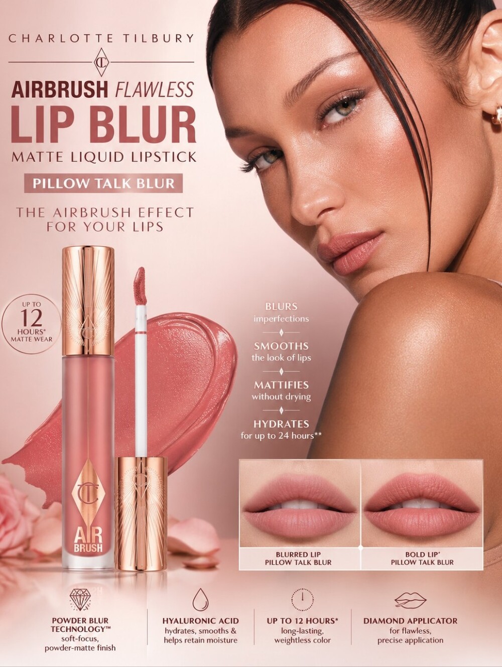 Charlotte Tilbury Airbrush Flawless Lip Blur Liquid Lipstick – Pillow Talk Blur
